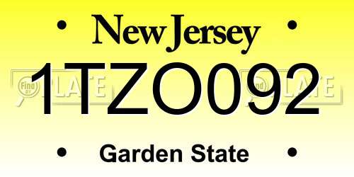 1TZO092 New Jersey License Plate