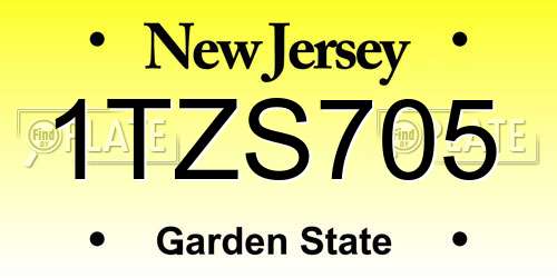 1TZS705 New Jersey License Plate