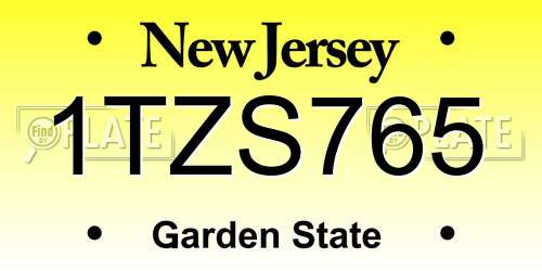 1TZS765 New Jersey License Plate