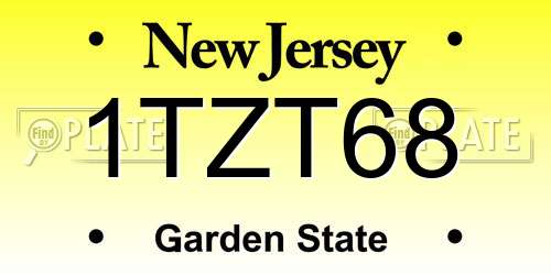 1TZT68 New Jersey License Plate
