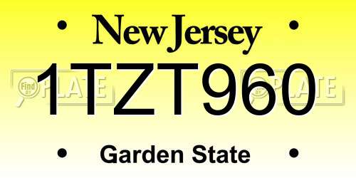 1TZT960 New Jersey License Plate