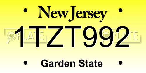 1TZT992 New Jersey License Plate