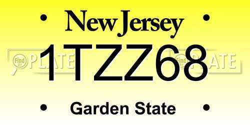 1TZZ68 New Jersey License Plate