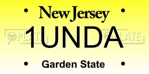 1UNDA New Jersey License Plate