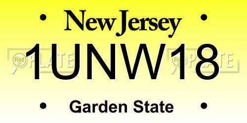 1UNW18 New Jersey License Plate