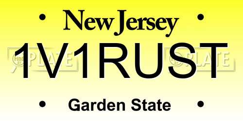 1V1RUST New Jersey License Plate