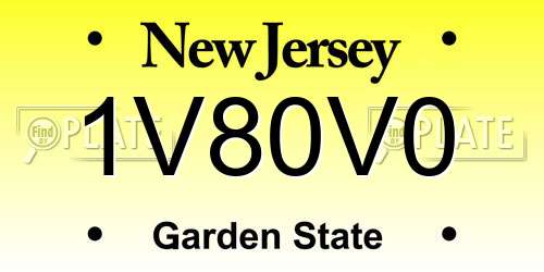 1V80V0 New Jersey License Plate