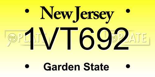 1VT692 New Jersey License Plate