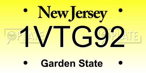 1VTG92 New Jersey License Plate
