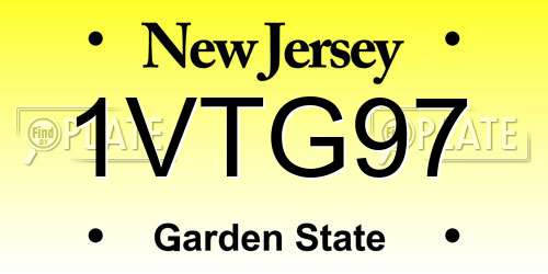 1VTG97 New Jersey License Plate
