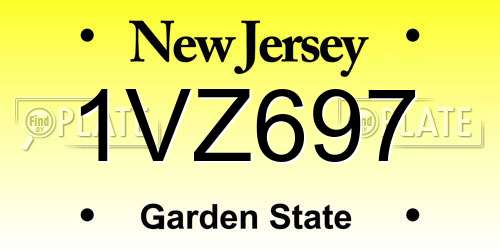 1VZ697 New Jersey License Plate