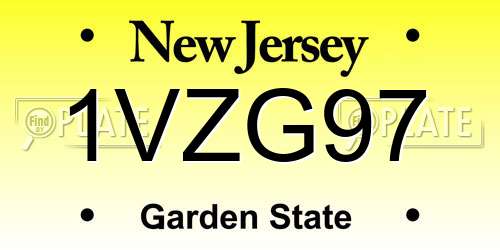 1VZG97 New Jersey License Plate