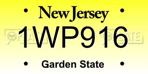 1WP916 New Jersey License Plate