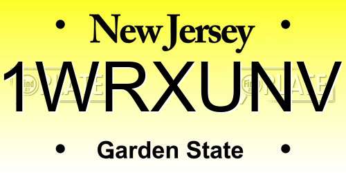 1WRXUNV New Jersey License Plate