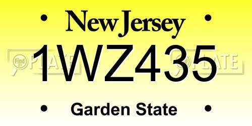 1WZ435 New Jersey License Plate