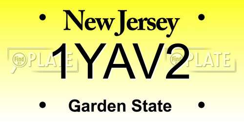 1YAV2 New Jersey License Plate