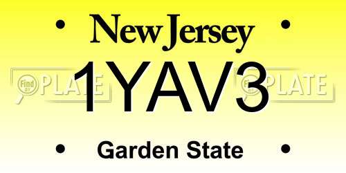 1YAV3 New Jersey License Plate