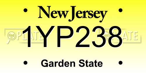 1YP238 New Jersey License Plate