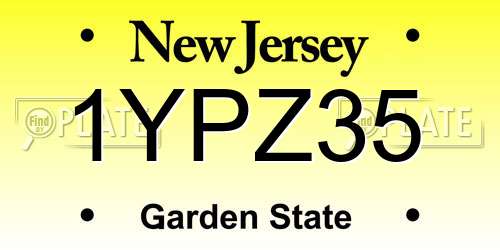 1YPZ35 New Jersey License Plate