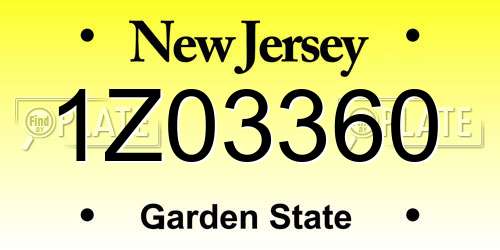 1Z03360 New Jersey License Plate