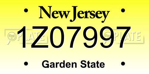1Z07997 New Jersey License Plate