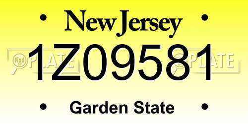 1Z09581 New Jersey License Plate
