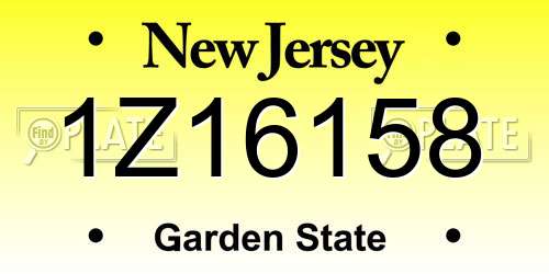 1Z16158 New Jersey License Plate