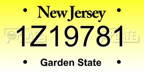 1Z19781 New Jersey License Plate