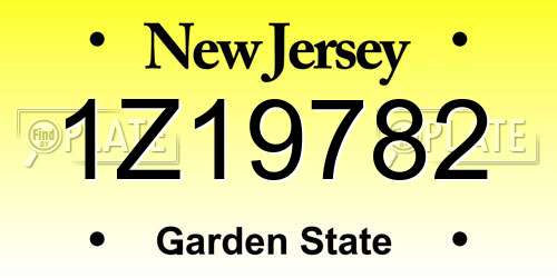 1Z19782 New Jersey License Plate