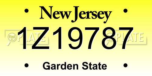 1Z19787 New Jersey License Plate