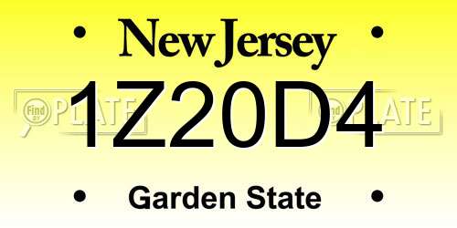 1Z20D4 New Jersey License Plate