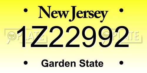 1Z22992 New Jersey License Plate