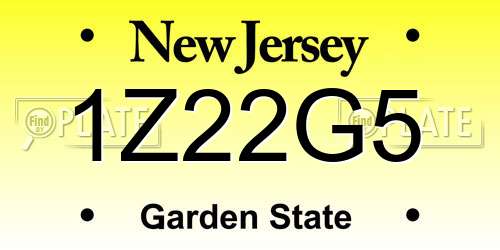 1Z22G5 New Jersey License Plate
