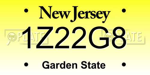 1Z22G8 New Jersey License Plate