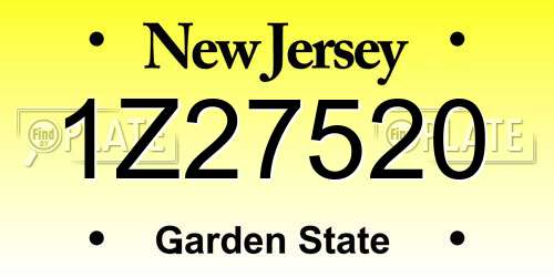 1Z27520 New Jersey License Plate