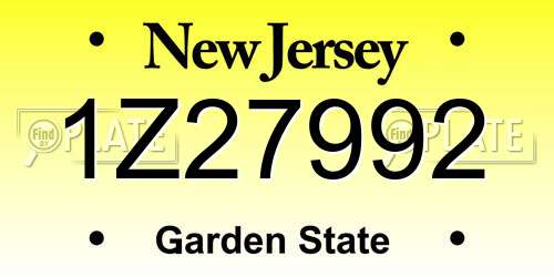 1Z27992 New Jersey License Plate