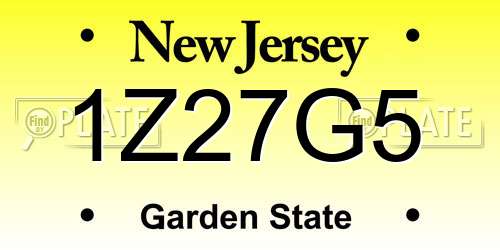 1Z27G5 New Jersey License Plate