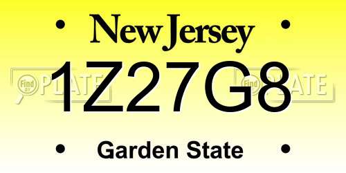 1Z27G8 New Jersey License Plate