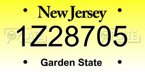 1Z28705 New Jersey License Plate