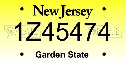 1Z45474 New Jersey License Plate