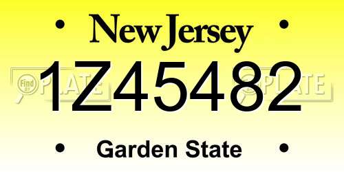 1Z45482 New Jersey License Plate