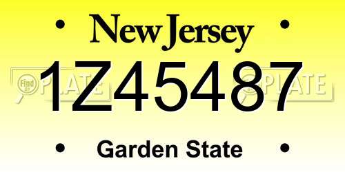 1Z45487 New Jersey License Plate