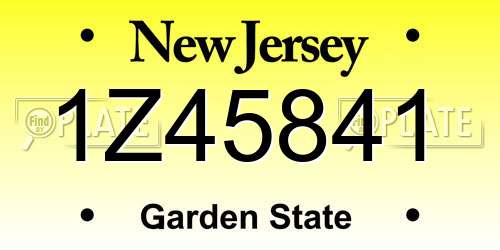 1Z45841 New Jersey License Plate