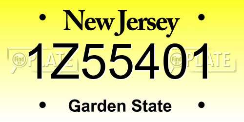 1Z55401 New Jersey License Plate
