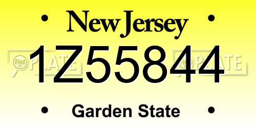 1Z55844 New Jersey License Plate