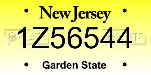 1Z56544 New Jersey License Plate