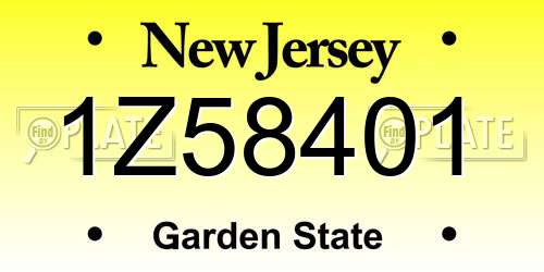 1Z58401 New Jersey License Plate