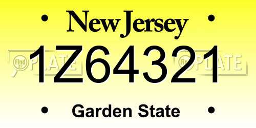 1Z64321 New Jersey License Plate