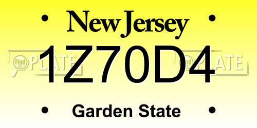1Z70D4 New Jersey License Plate