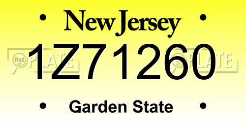 1Z71260 New Jersey License Plate